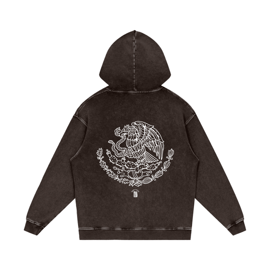 Que Viva La Raza Snow Washed Loose Cotton Hoodie by Bronx Native