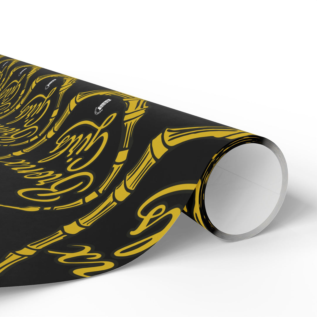 Black & Gold Crown Pattern Wrapping Paper Roll — Luxury Gift Wrap for Special Occasions