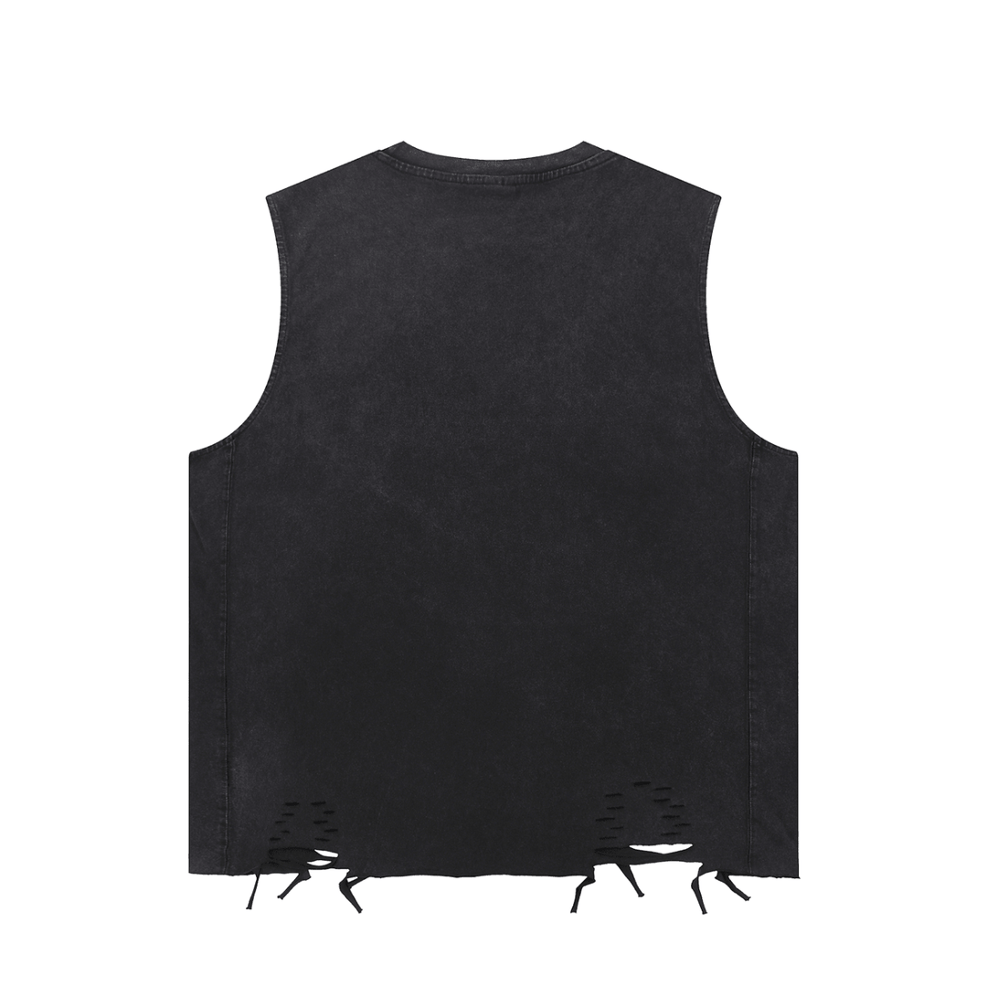 Bronx Coded Snow Washed Raw-Hem Tank Top