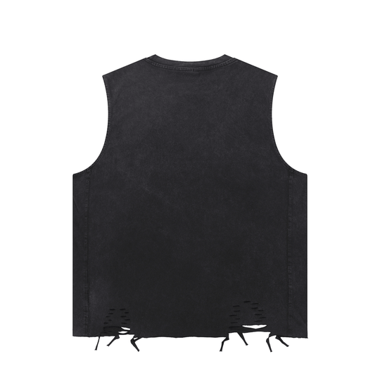 Bronx Coded Snow Washed Raw-Hem Tank Top