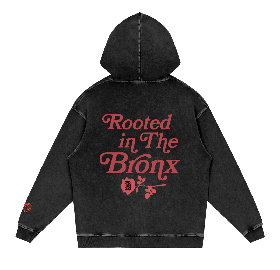 Rooted in The BR🌹NX Washed Loose Cotton Hoodie – Bronx Native Shop
