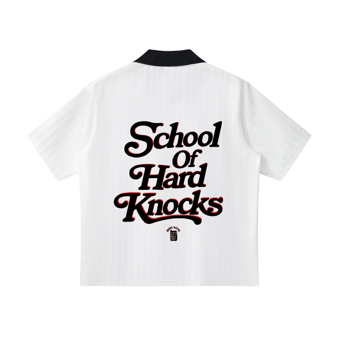 South Bronx University School of Hard Knocks Contrast Collar Striped Soccer Jersey