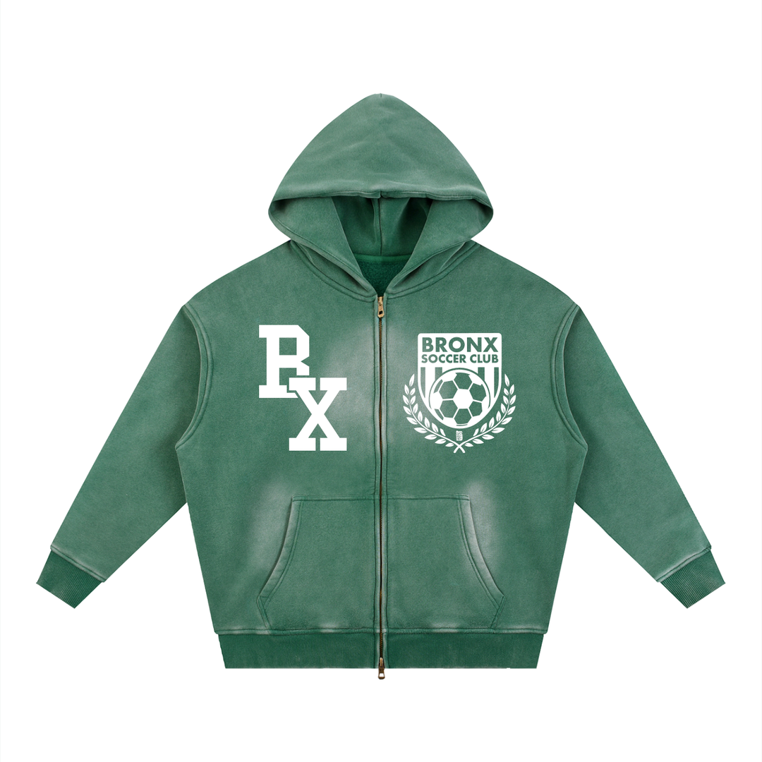 Bronx Soccer Club Sunfade Two-way Zipper Boxy Fleece Hoodie product image 5 of 8 by Bronx Native