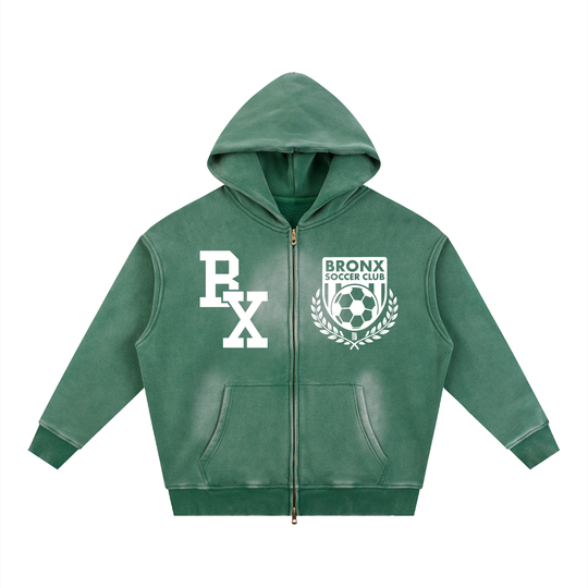 Bronx Soccer Club Sunfade Two-way Zipper Boxy Fleece Hoodie product image 5 of 8 by Bronx Native