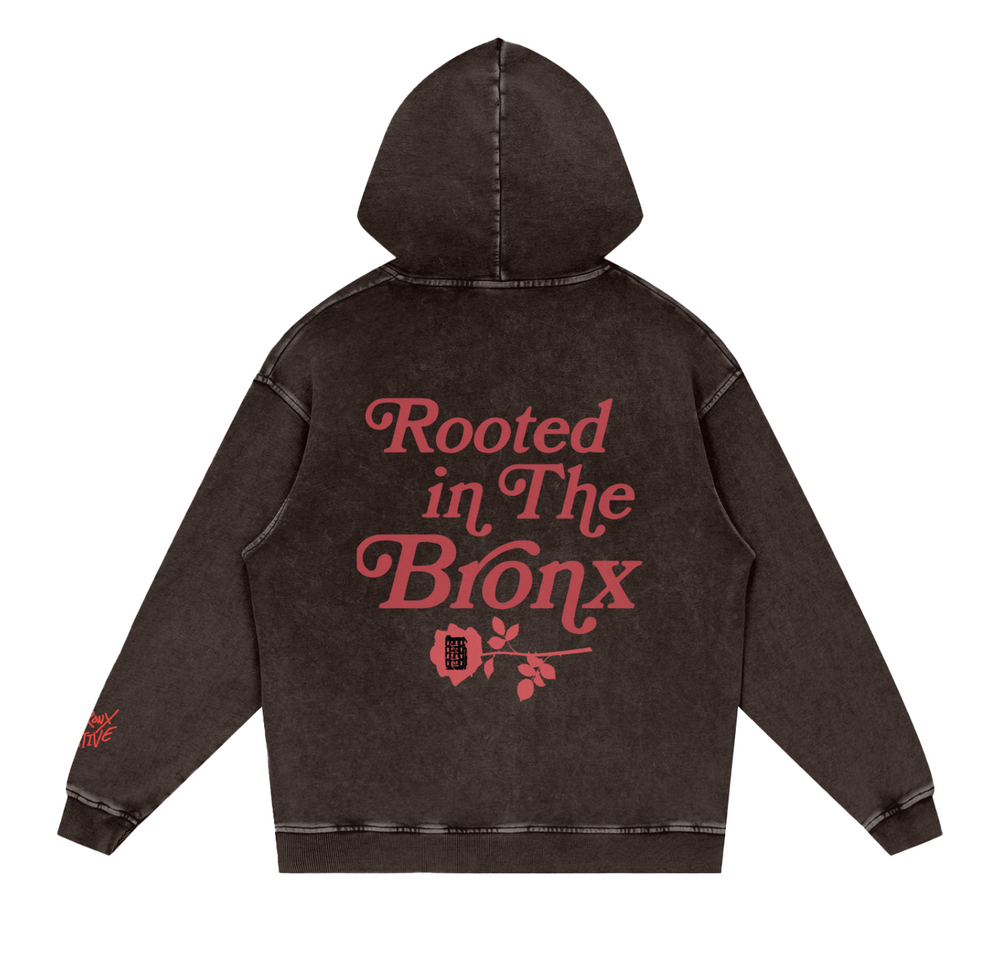 Rooted in The BR🌹NX Washed Loose Cotton Hoodie