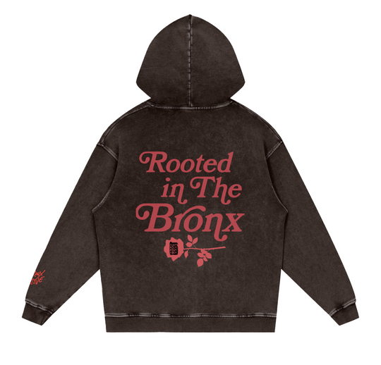 Rooted in The BR🌹NX Washed Loose Cotton Hoodie