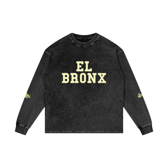 El Bronx Acid Wash Oversize Long Sleeve T-Shirt by Bronx Native for New York summer