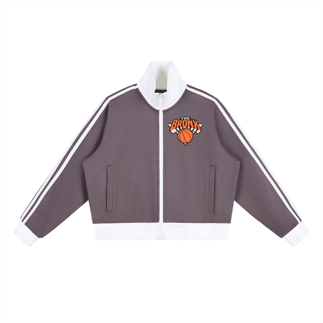 Bronx Basketball 2026 Playoff Edition Women's Contrast Side Stripe Fleece Cropped Track Jacket by Bronx Native