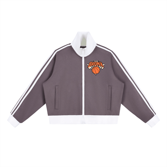 Bronx Basketball 2026 Playoff Edition Women's Contrast Side Stripe Fleece Cropped Track Jacket by Bronx Native