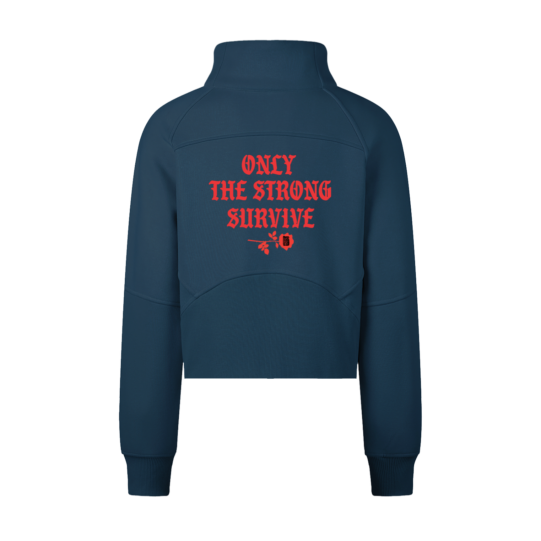 Only The Strong Survive ❤️ Cropped Half-Zip Sweatshirt