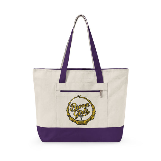 Bronx Girls Hoop Canvas Vintage Coffee Logo Zippered Tote Bag