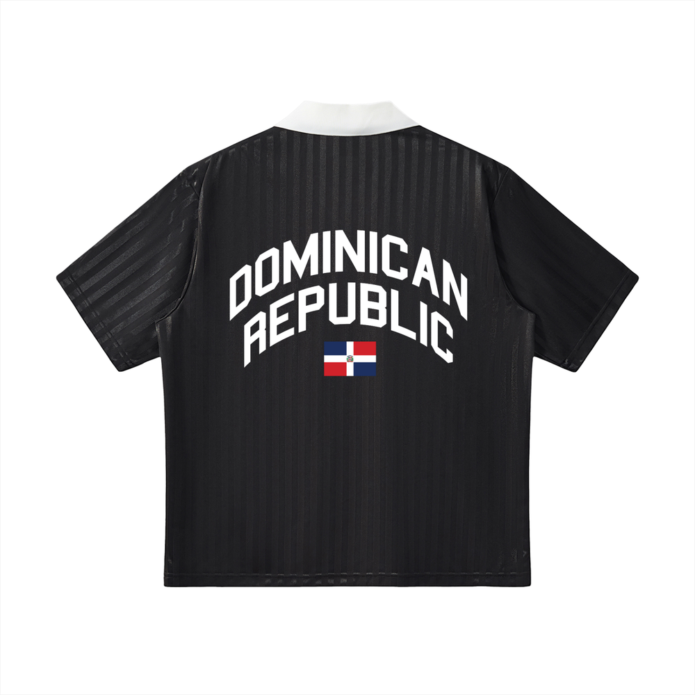 Dominican Republic Classic Contrast Collar Striped Soccer Jersey