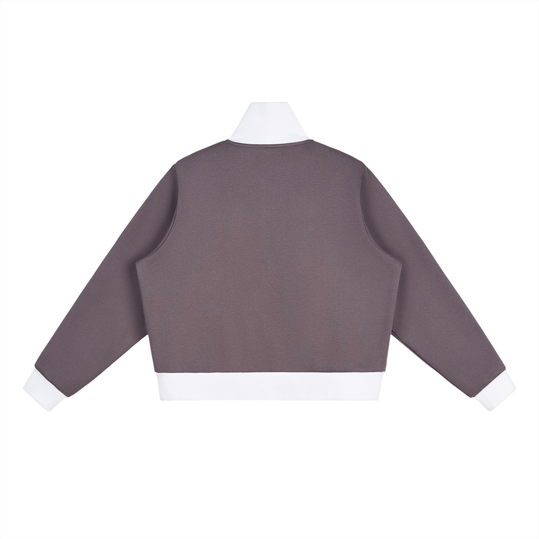 Quarter Waters Womens Contrast Side Stripe Fleece Cropped Track Jacket