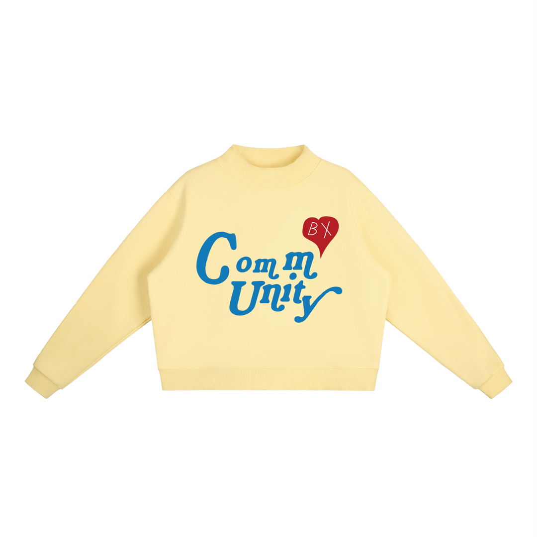 BX Community Womens Essential Fleece Mock-Neck Crew Sweatshirt