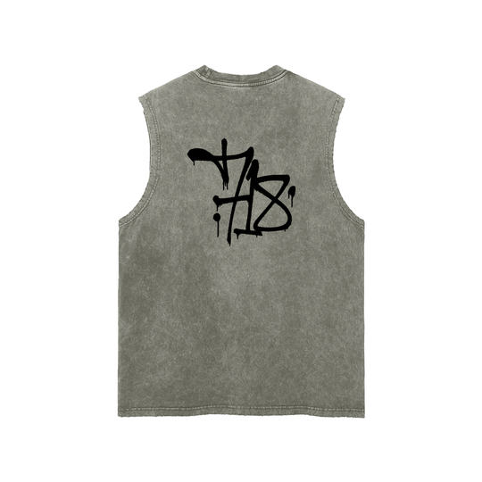 Snow Washed Frayed Hem Tank Top