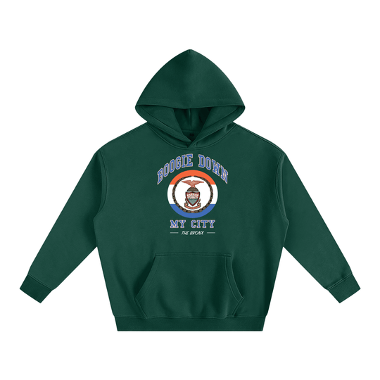 Boogie Down My City Classic Oversize Fleeced Hoodie by Bronx Native for New York summer