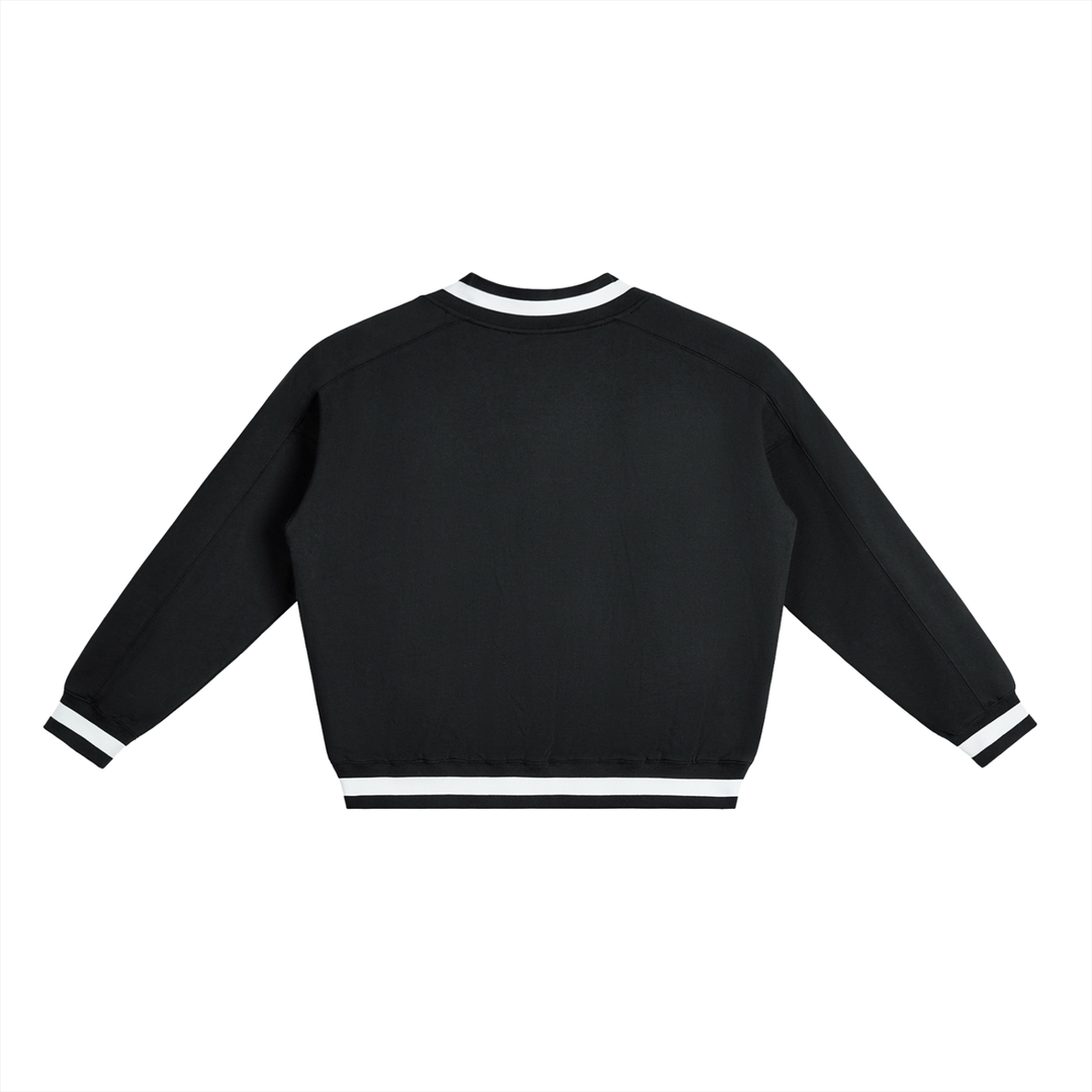 Allow me to Reintroduce Myself V-Neck Contrast Collar Boxy Sweatshirt