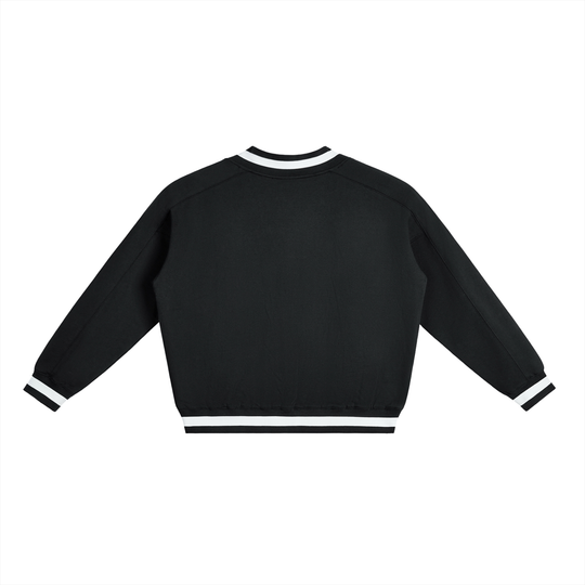 Allow me to Reintroduce Myself V-Neck Contrast Collar Boxy Sweatshirt