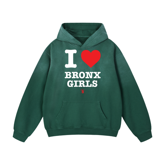 I Love Bronx Girls Heavyweight Sunfade Oversized Hoodie