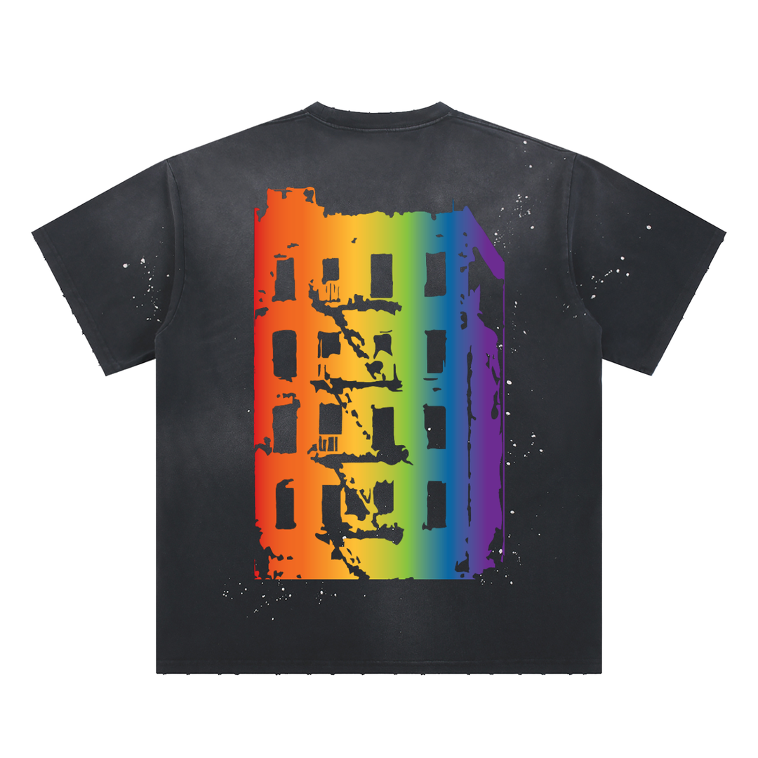 Hand-Frayed Sunfade Paint Splatter T-Shirt