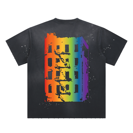 Hand-Frayed Sunfade Paint Splatter T-Shirt