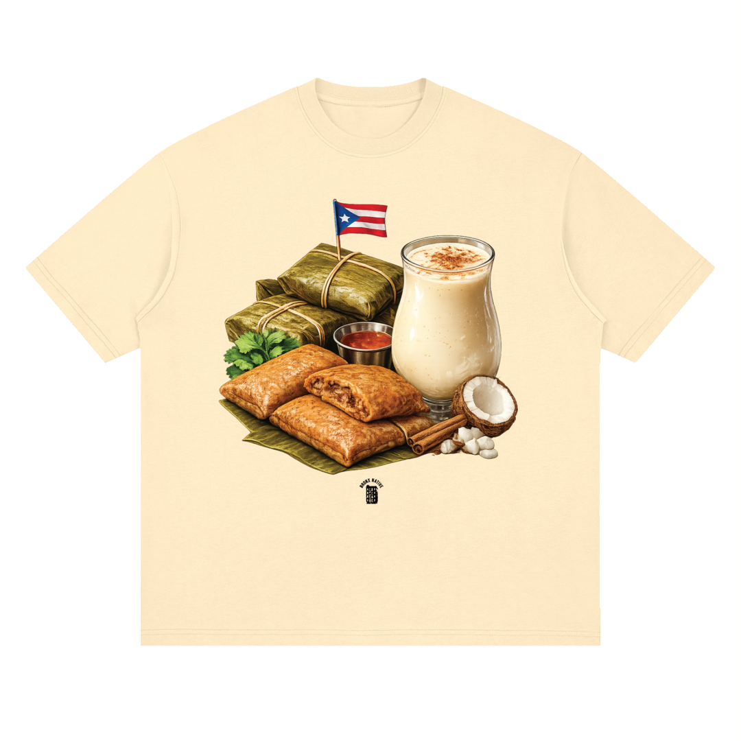 Nochebuena PR Edition Streetwear Loose Drop Shoulder T-Shirt by Bronx Native - Puerto Rico Collection