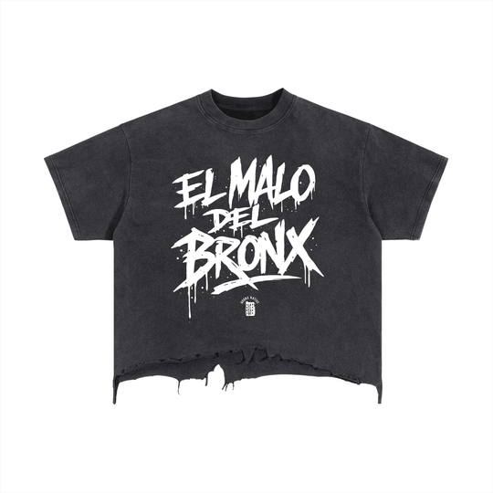 El Malo Del Bronx Vintage Wash Boxy Distressed Hem T-Shirt by Bronx Native for New York summer