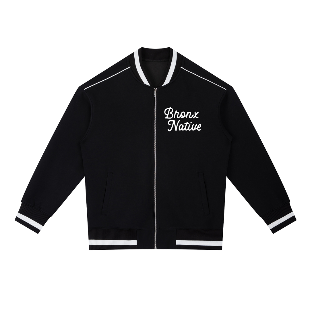 Bronx Native Classy Contrast Piping Zip Bomber Jacket