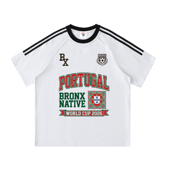 Portugal x Bronx Native Soccer Contrast Tape Crewneck Cotton T-Shirt product image 1 of 4 by Bronx Native