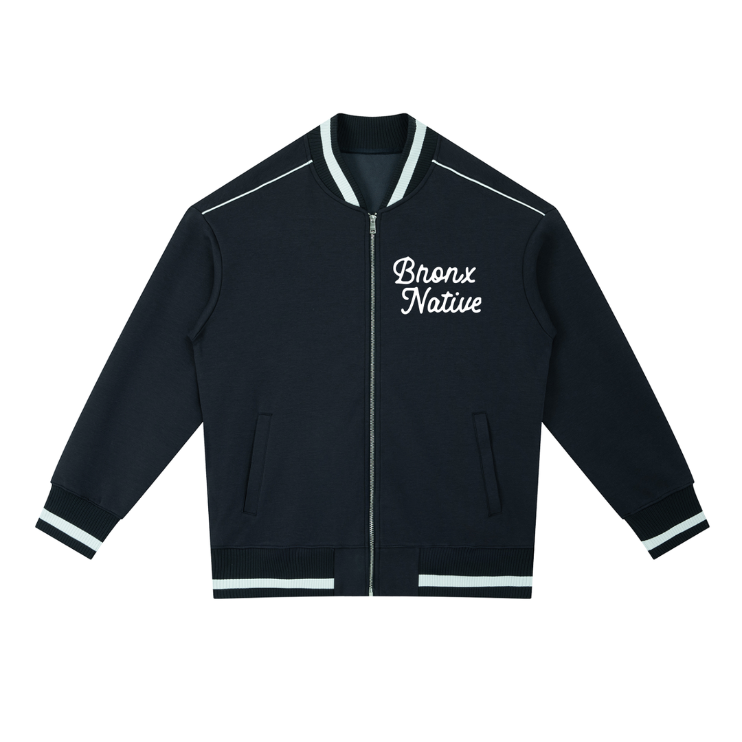 Bronx Native Classy Contrast Piping Zip Bomber Jacket