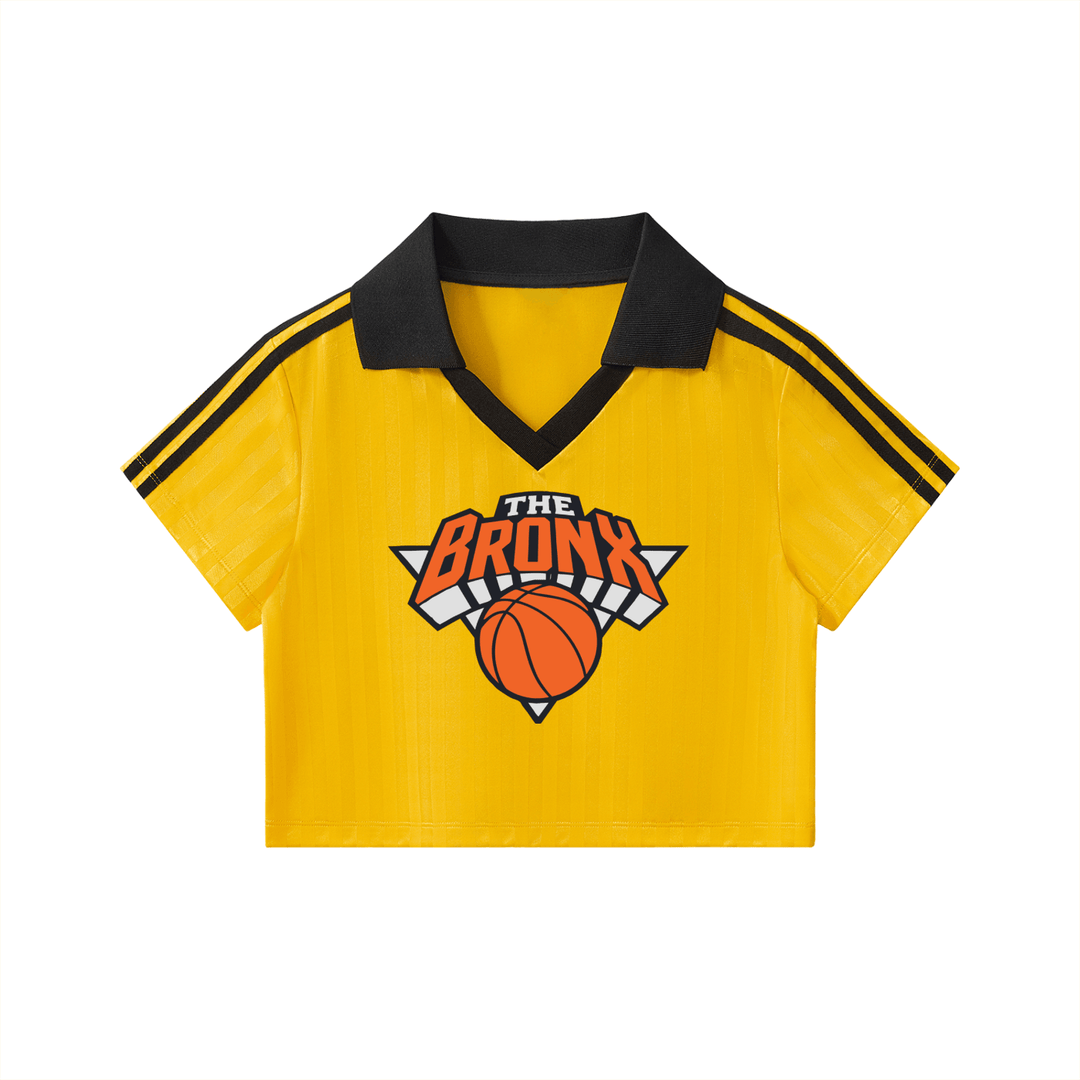 Bronx Basketball 2026 Playoff Edition Women's Contrast Collar Striped Cropped Jersey by Bronx Native