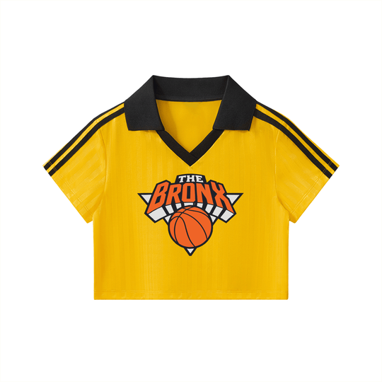 Bronx Basketball 2026 Playoff Edition Women's Contrast Collar Striped Cropped Jersey by Bronx Native