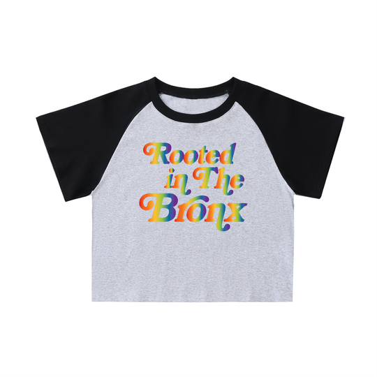 Color-Blocked Raglan Sleeve Crop Top
