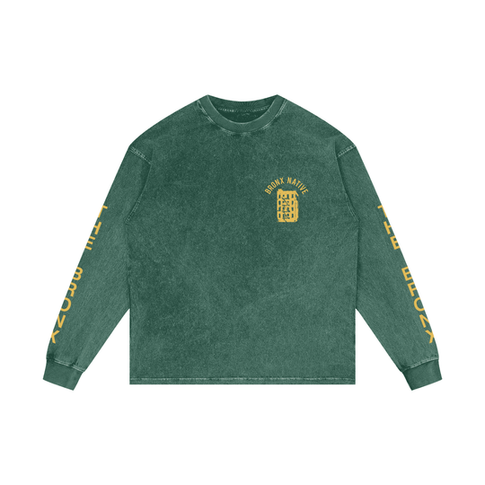 The Bronx Flower Acid Wash Oversize Long Sleeve T-Shirt Alt Colorway by Bronx Native for New York summer