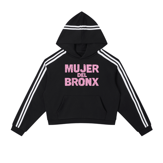 Mujer Del Bronx Contrast Side Stripe Cropped Hoodie