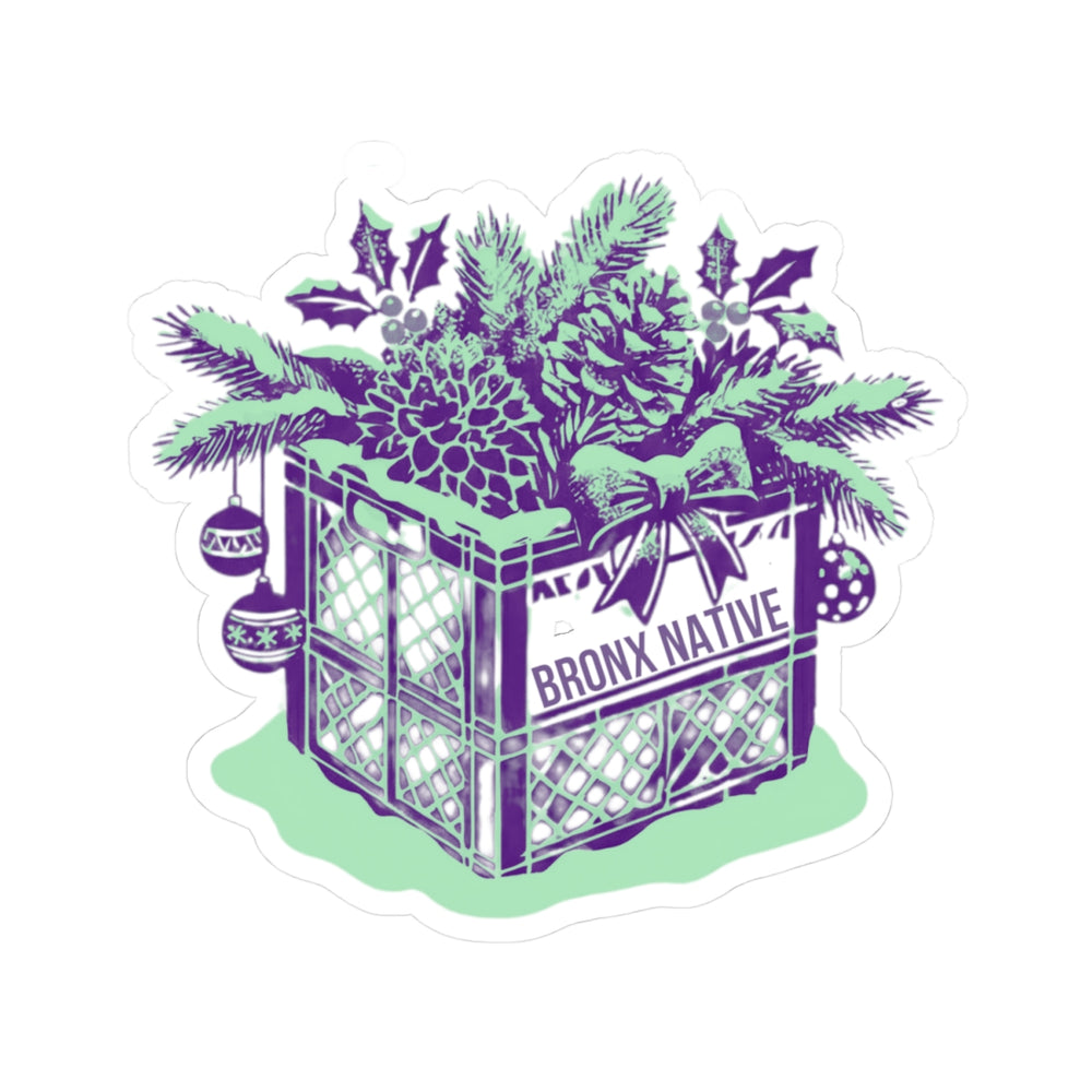 Milk Crate Holiday Purple & Green Sticker