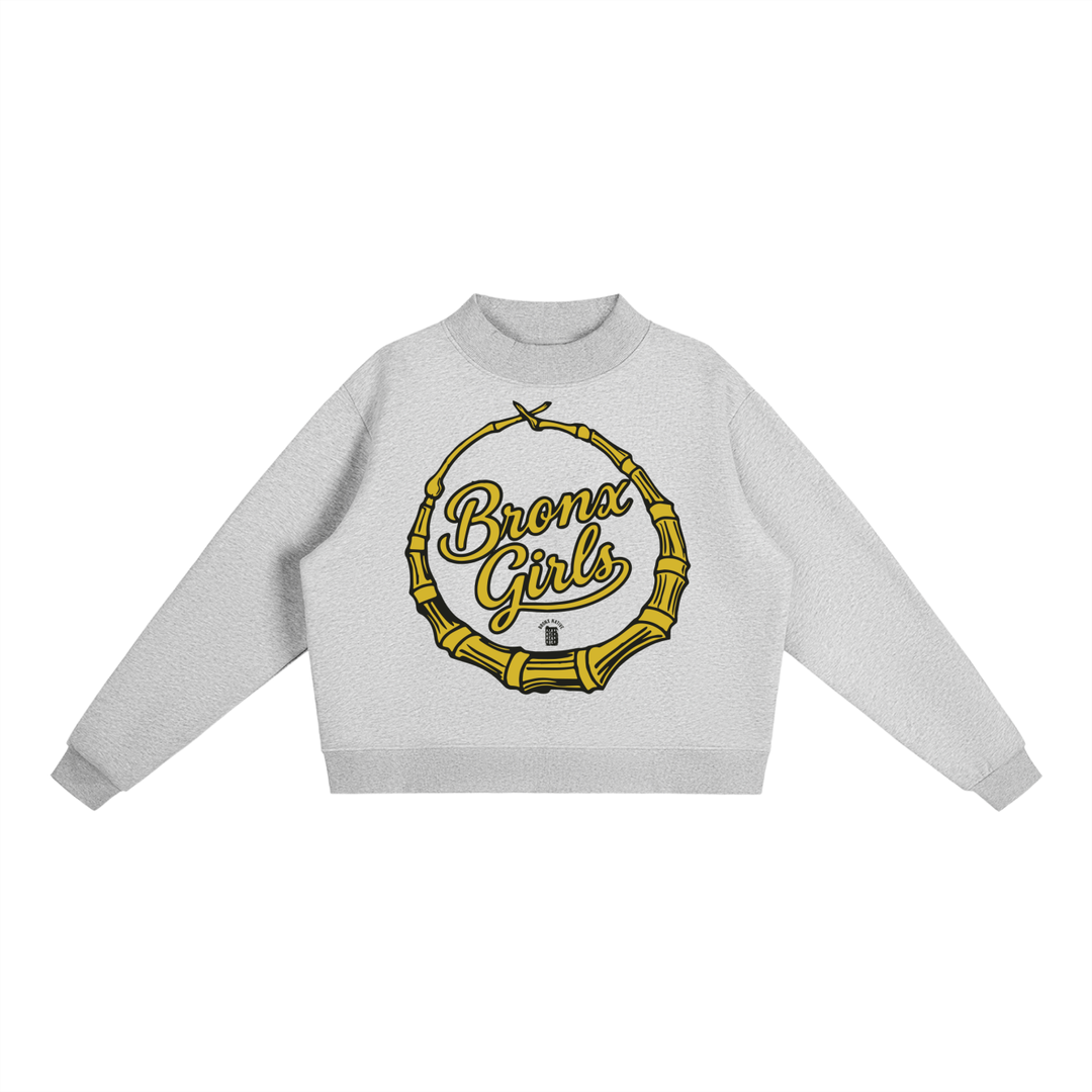 Bronx Girls Bamboo Earring Mock-Neck Crew Sweatshirt