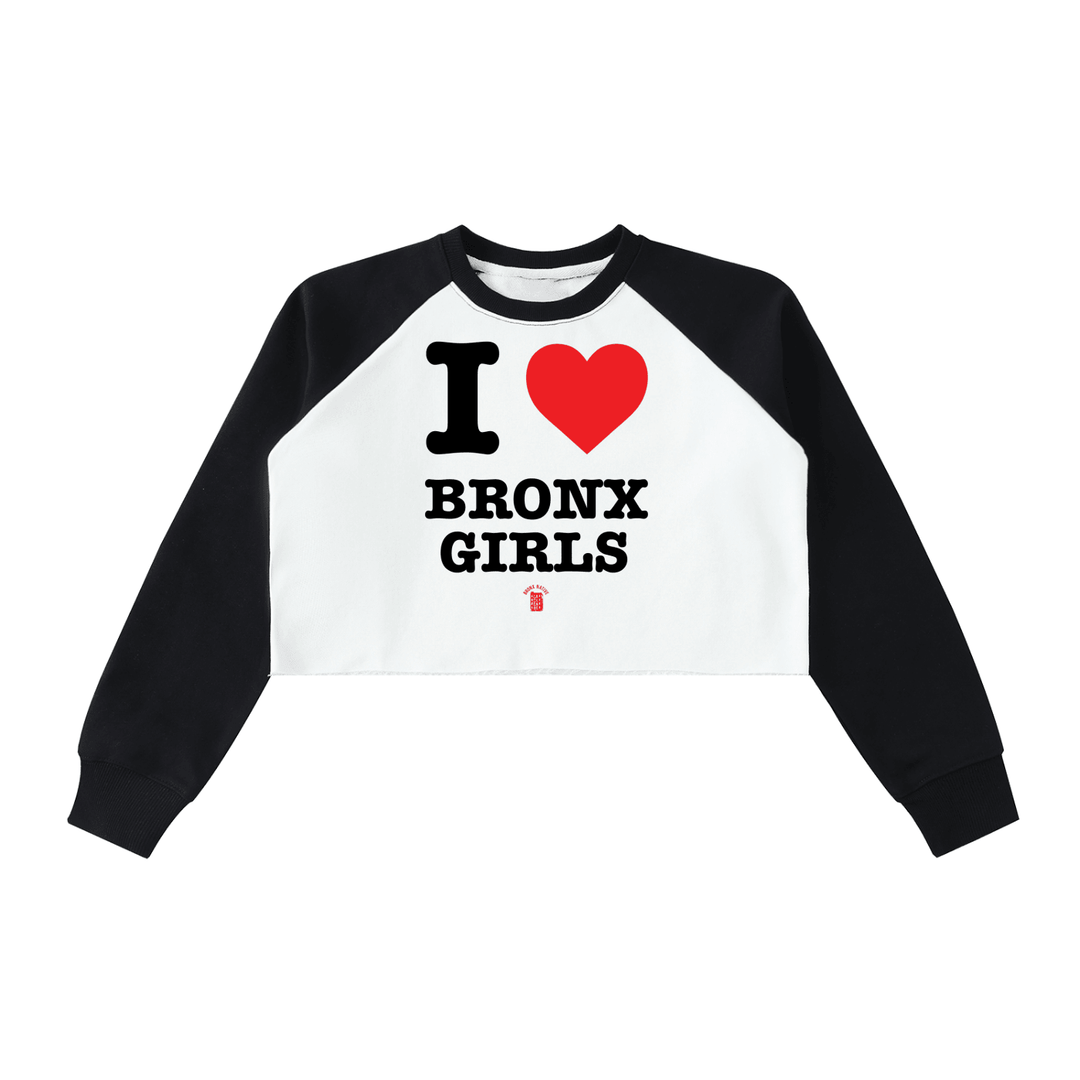 I Love Bronx Girls Raw-Hem Color-Block Raglan Crop Sweatshirt by Bronx Native