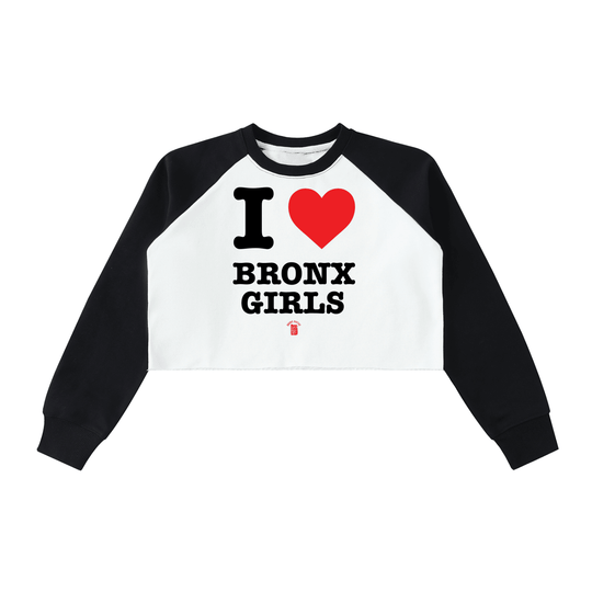 I Love Bronx Girls Raw-Hem Color-Block Raglan Crop Sweatshirt by Bronx Native