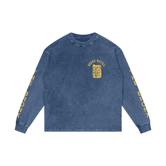 The Bronx Flower Acid Wash Oversize Long Sleeve T-Shirt by Bronx Native for New York summer
