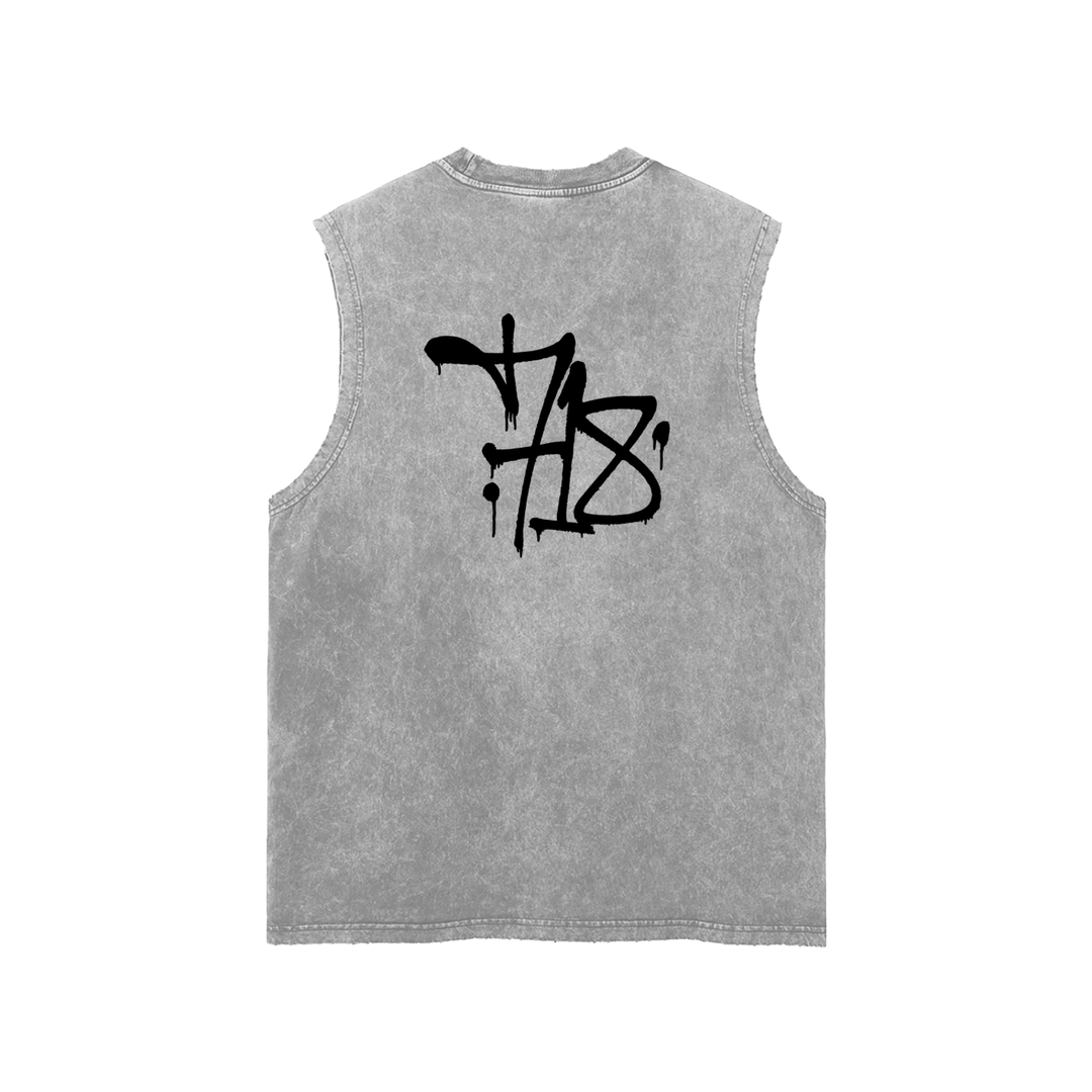 Snow Washed Frayed Hem Tank Top