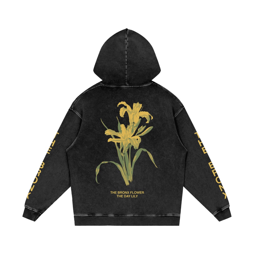 The Bronx Day Lily Snow Washed Loose Cotton Hoodie by Bronx Native for New York summer