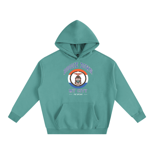Boogie Down My City Classic Oversize Fleeced Hoodie by Bronx Native for New York summer