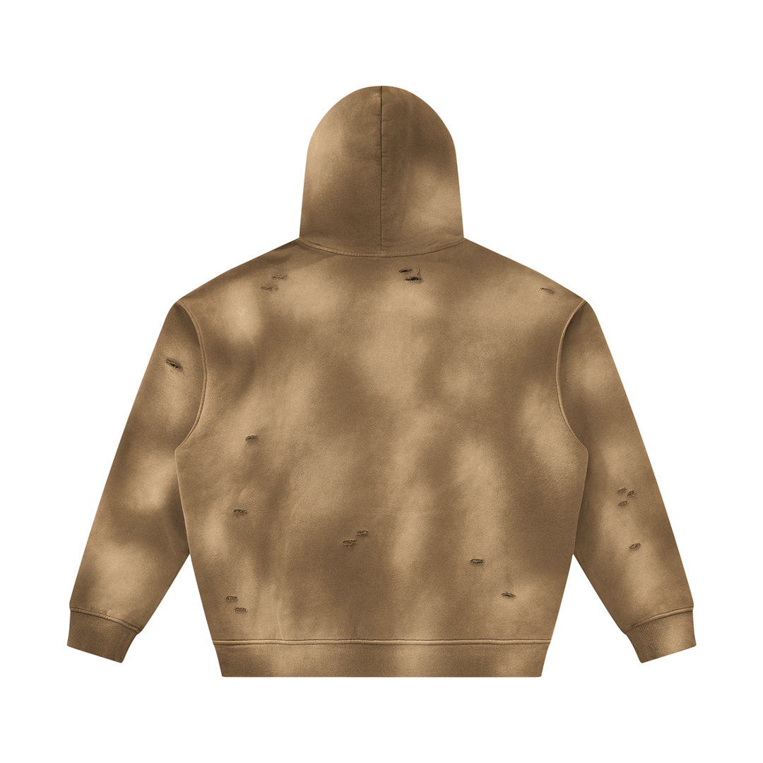 Dominican Republic Unisex Sunfade Frayed Fleece Hoodie