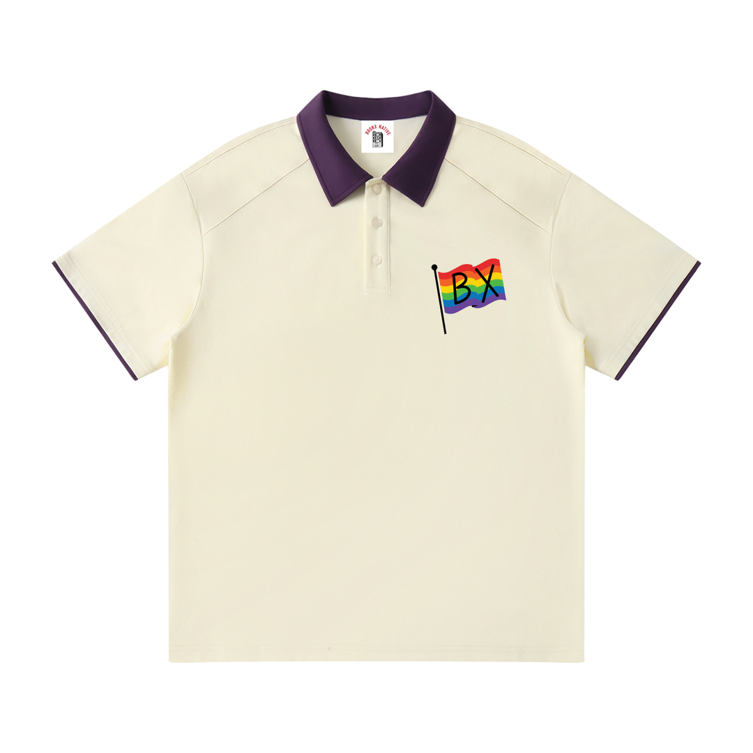 Contrast Collar Raglan Polo Shirt