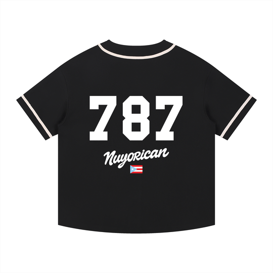 Bronx Boriqua Contrast Piped Button-Up Jersey by Bronx Native - Puerto Rico Collection