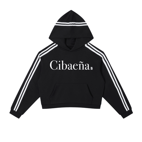 Cibaeña Womens Side Stripe Cropped Hoodie