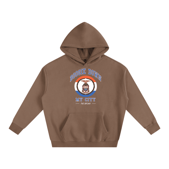 Boogie Down My City Classic Oversize Fleeced Hoodie by Bronx Native for New York summer