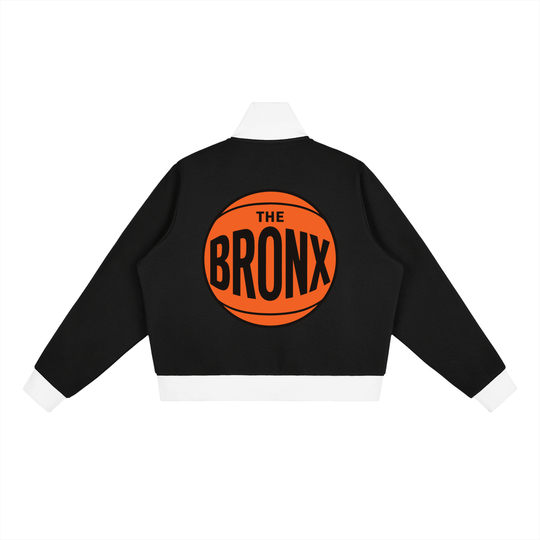 Bronx Basketball 2026 Playoff Edition Women's Contrast Side Stripe Fleece Cropped Track Jacket by Bronx Native