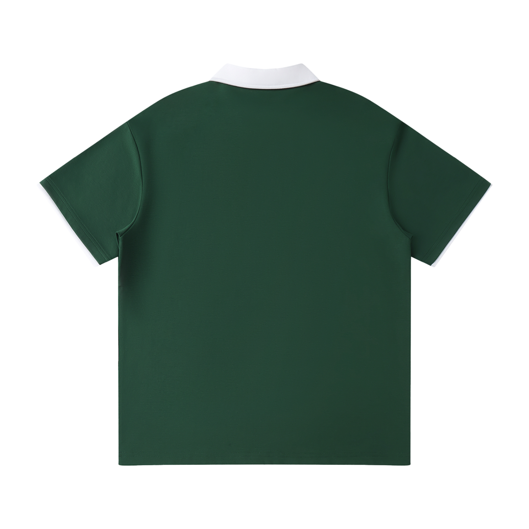 Contrast Collar Raglan Polo Shirt